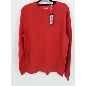 Alpine Design Mens Long Sleeve Thermal Knit Crewneck Shirt Red Size L‎
